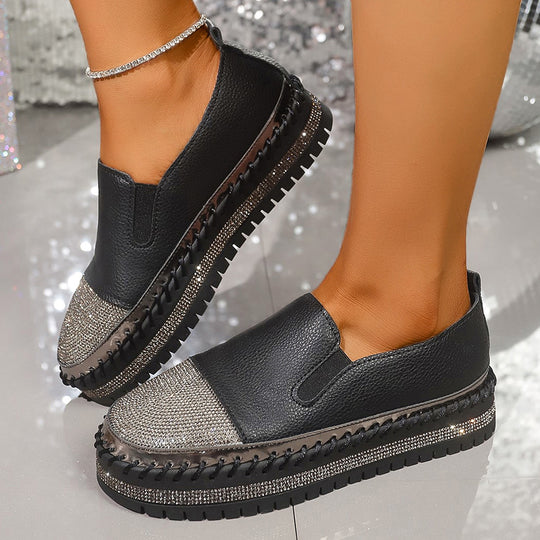 Damen Slip-On Sneakers mit funkelndem Obermaterial und bequemer Sohle R&B