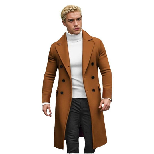 Herren eleganter doppelt-knopf Mantel mit hohem Kragen R&B