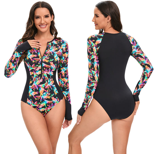 Damen Langarm-Schwimmanzug mit modischem Schnitt R&B
