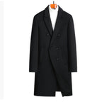 Herren eleganter Wollmantel mit doppelter Knopfleiste und dekorativem Revers R&B