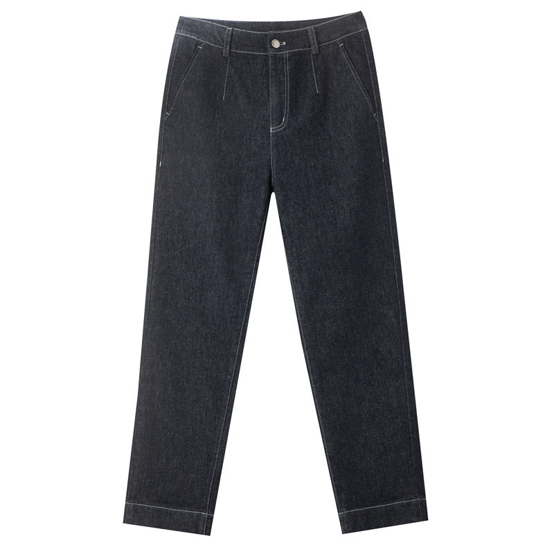 Damen Weite Jeans mit hohen Taschen und modernen Nähten