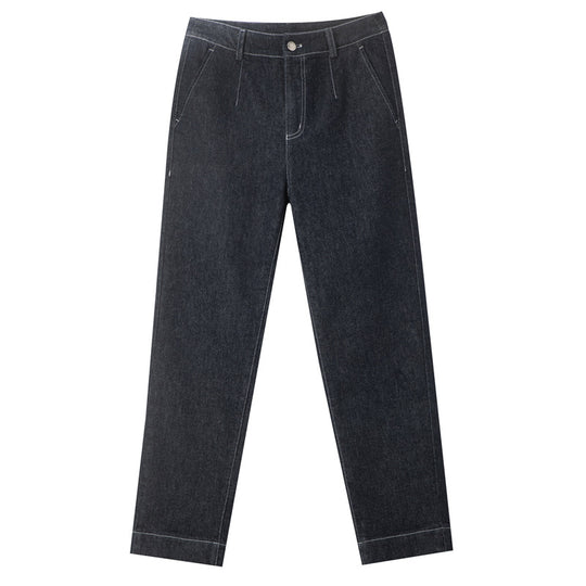 Damen Weite Jeans mit hohen Taschen und modernen Nähten