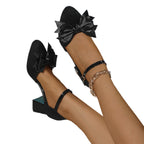 Damen elegante Slingback-Pumps mit dekorativen Schleifen und Blockabsatz R&B