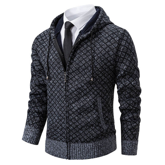 Herren stylische Jacke mit modernem Wabenmuster und Kapuze R&B