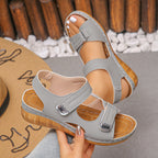 Damen Komfortable Keilsandalen mit doppeltem Klettverschluss und anatomischem Fußbett