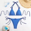 Damen Triangel-Bikini mit verspieltem Karomuster und schmalen BindR&Bändern R&B
