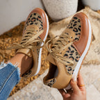 Damen Sneaker mit Leopardenmuster und atmungsaktiver Sohle R&B