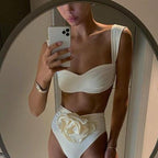 Damen Hochgeschnittener Bikini mit raffiniertem Rüschendetail R&B