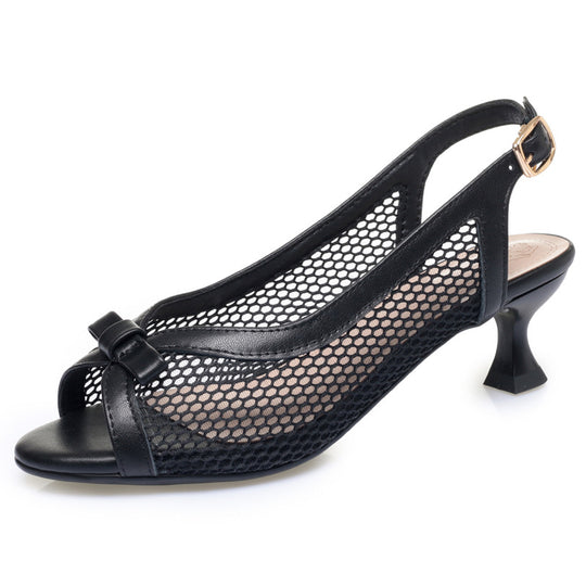 Damen Sling-Sandalen mit elegantem Netzdesign und komfortablem Absatz R&B
