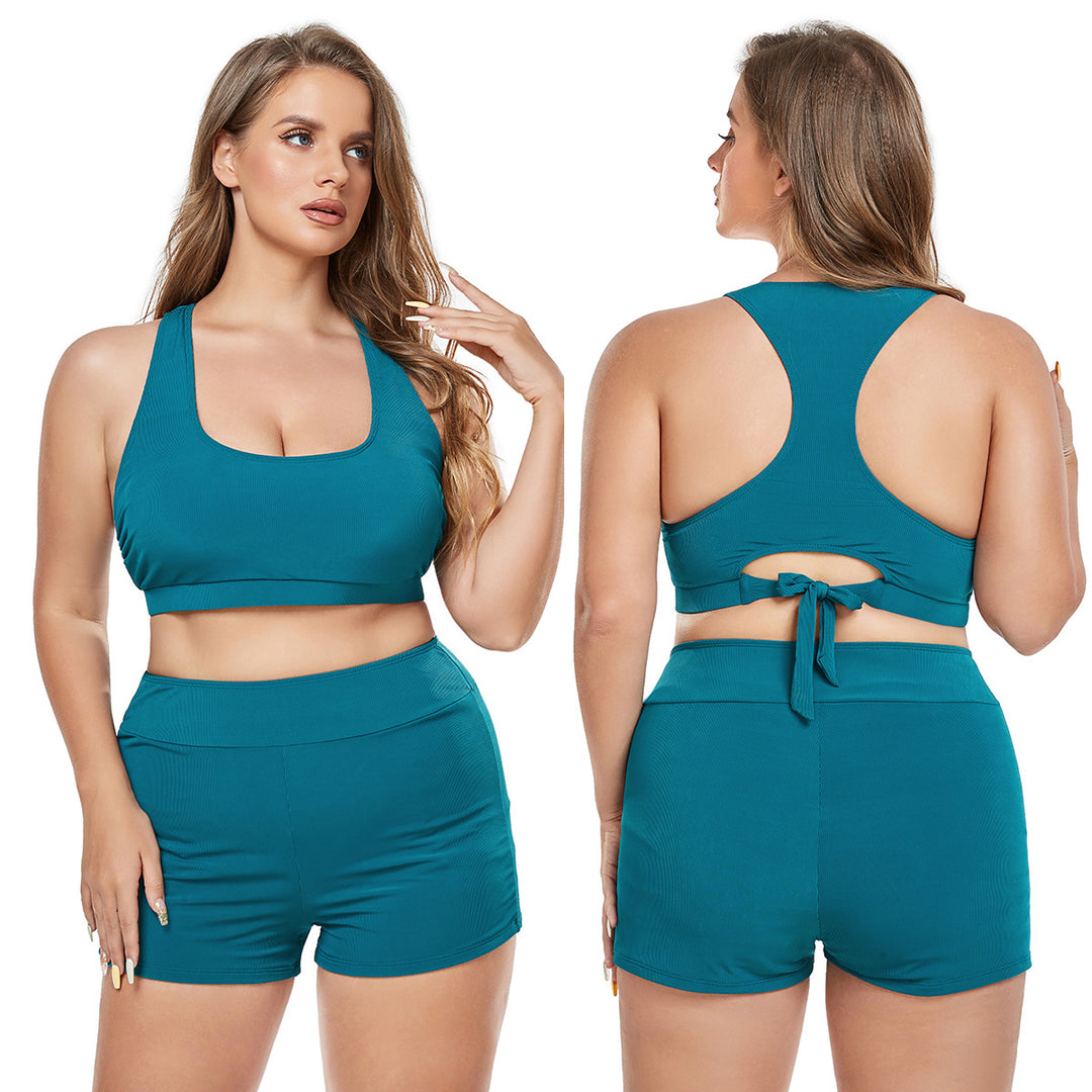 Damen Sportliches Bikini-Set mit hoch geschnittenem Höschen und rutschfestem Oberteil R&B