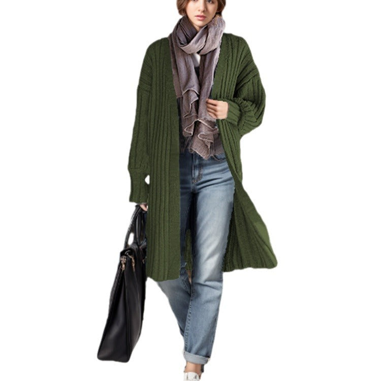 Damen Langstrickmantel mit lässigem Schnitt und Rippdesign R&B