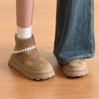 Damen Stiefeletten aus weichem Wildleder mit Dekorativem Rippensaum R&B