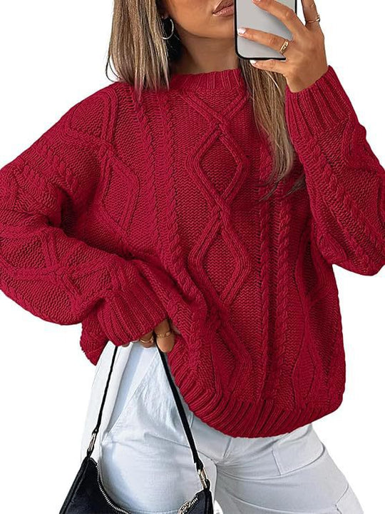 Damen Relaxed Strickpullover mit Zopfmuster R&B