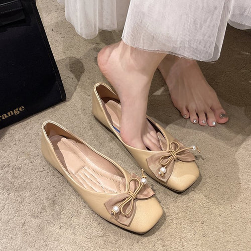 Damen elegante Ballerinas mit perlmuttfarbenem Akzent R&B