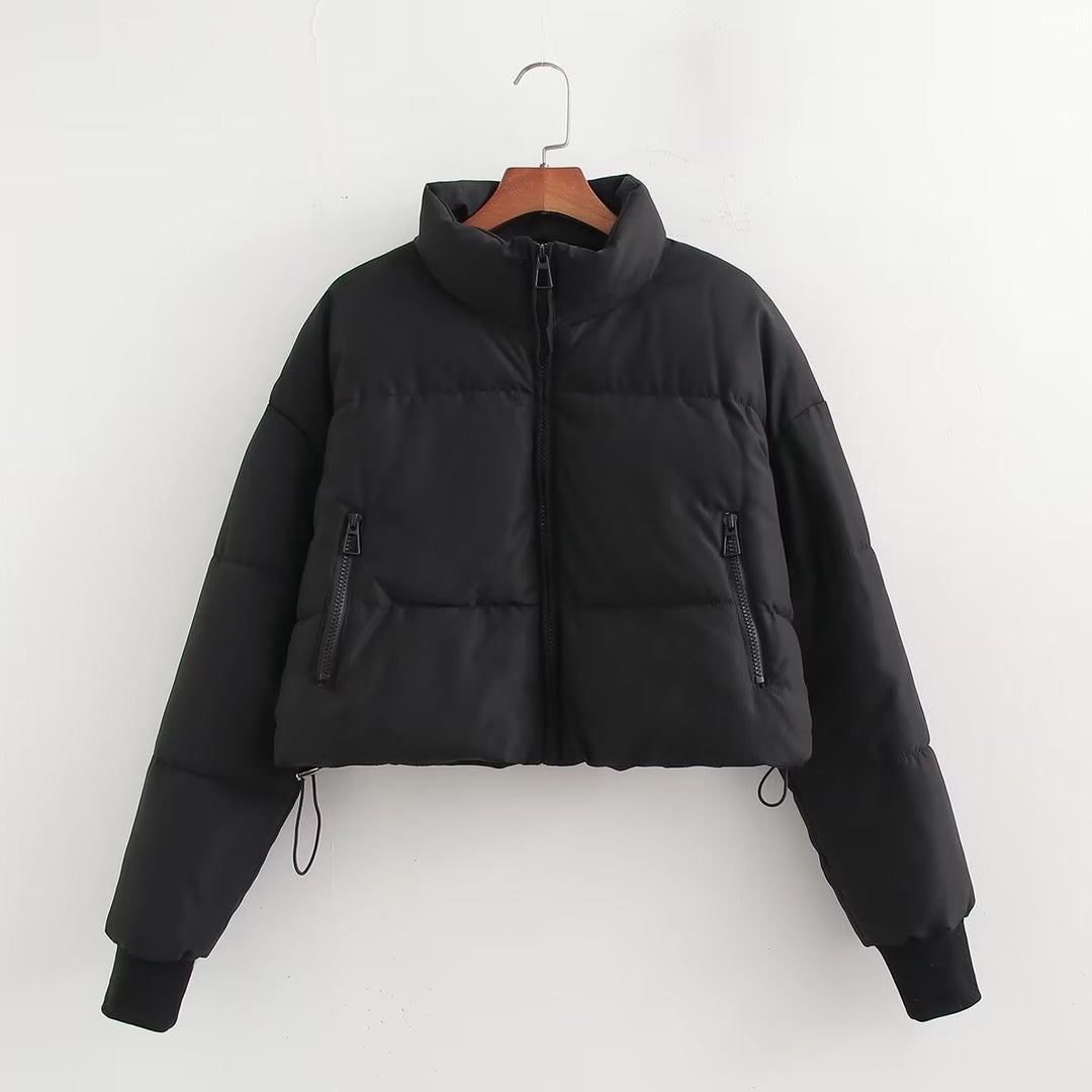 Damen cropped Steppjacke mit hochschließendem Kragen und praktischen Reißverschlusstaschen R&B
