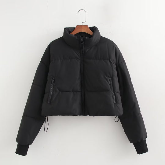 Damen cropped Steppjacke mit hochschließendem Kragen und praktischen Reißverschlusstaschen R&B