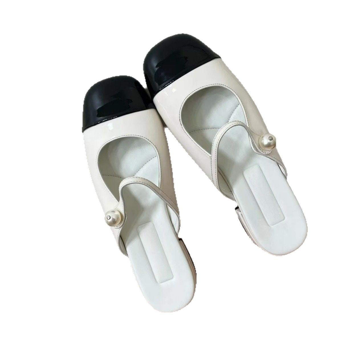 Damen Mules mit elegantem Riemendesign und glamourösem Perlenakzent