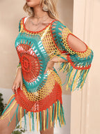 Damen Häkel-Strandkleid mit auffälligem Fransen-Design R&B