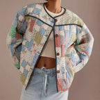 Damen Gestepptes Patchwork-Bomberjacke R&B