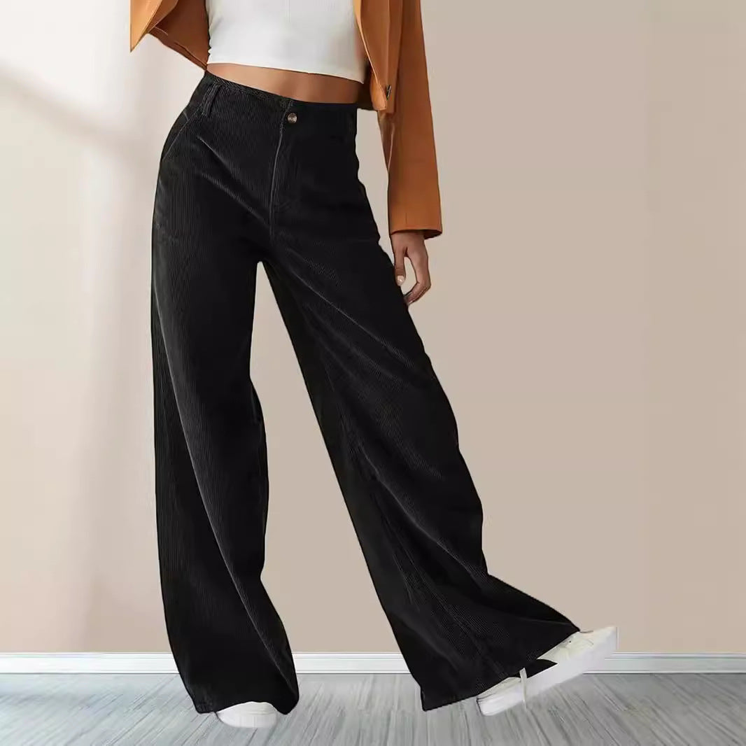 Damen Weit geschnittene Stoffhose mit hohem Bund und praktischen Taschen R&B