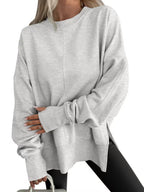 Damen Bequemer Langarm-Sweater mit Seitenschlitzen R&B