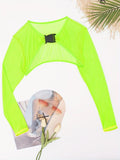 Damen Sportlicher Cropped Langarm-Top mit schickem Schnallenverschluss R&B