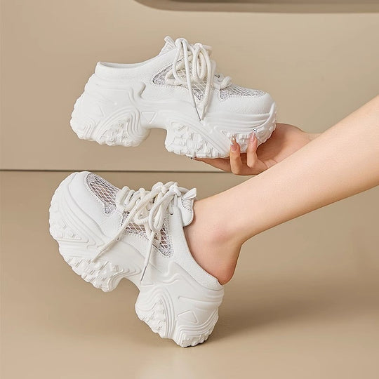 Damen Sportliche Sneakers mit hohem Plateau und atmungsaktiver Netzstruktur R&B