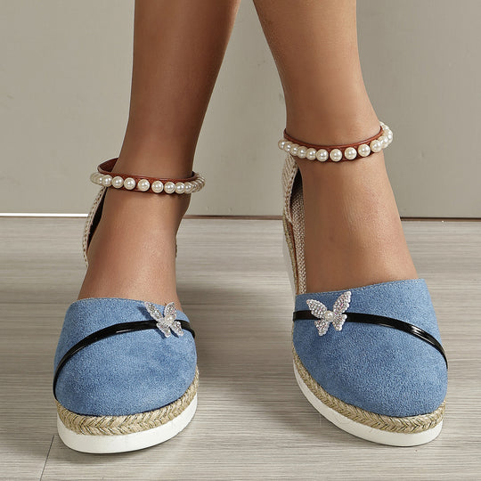 Damen Espadrilles mit funkelnden Schmetterlingsapplikationen R&B