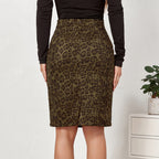 Damen Bleistiftrock mit Leoparddruck R&B