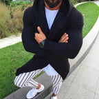 Herren lässiger Strickmantel mit strukturiertem Design und großzügigen Taschen R&B