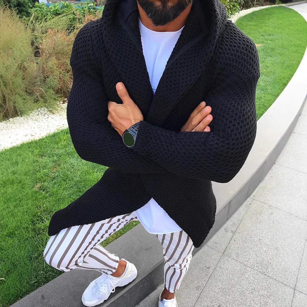 Herren lässiger Strickmantel mit strukturiertem Design und großzügigen Taschen R&B