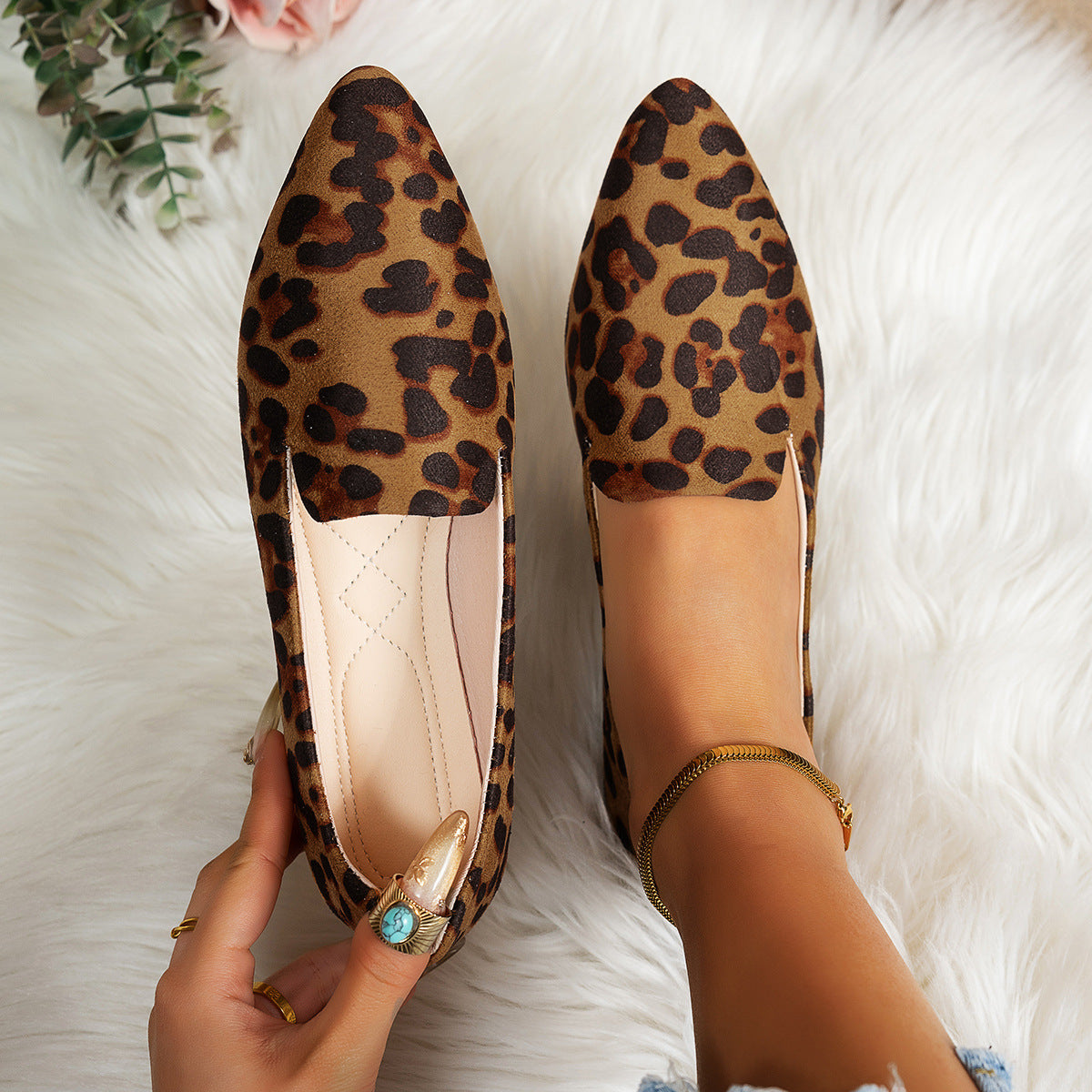 Damen Ballerinas im R&Brnen Leopardenmuster R&B