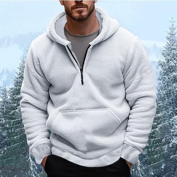 Herren Kuscheliger Fleece-Hoodie mit halblangem Reißverschluss R&B