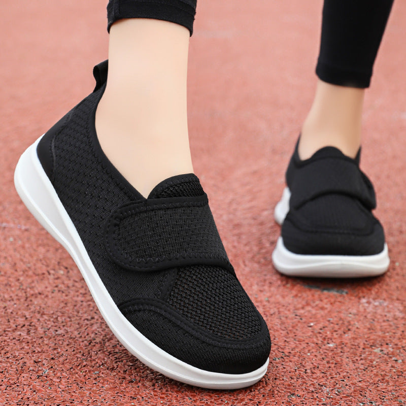 Damen Atmungsaktive Slip-On Freizeitschuhe mit verstellbarem Klettverschluss R&B