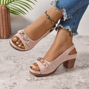 Damen Offene High-Heel Sandalen mit dekorativem Riemendesign R&B