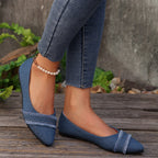 Damen elegante Ballerinas aus Denim mit Fransendetail R&B
