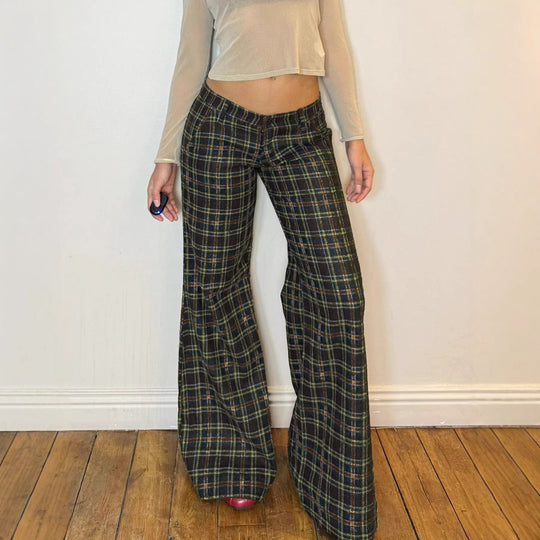 Damen Karierte Schlaghose mit hohem Bund und eleganter Passform R&B