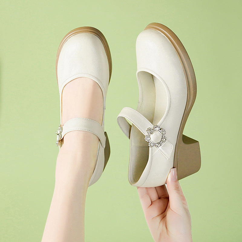 Damen Mary Jane Schuhe mit eleganter Strassverzierung und komfortablem Blockabsatz R&B