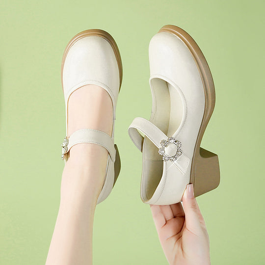 Damen Mary Jane Schuhe mit eleganter Strassverzierung und komfortablem Blockabsatz R&B