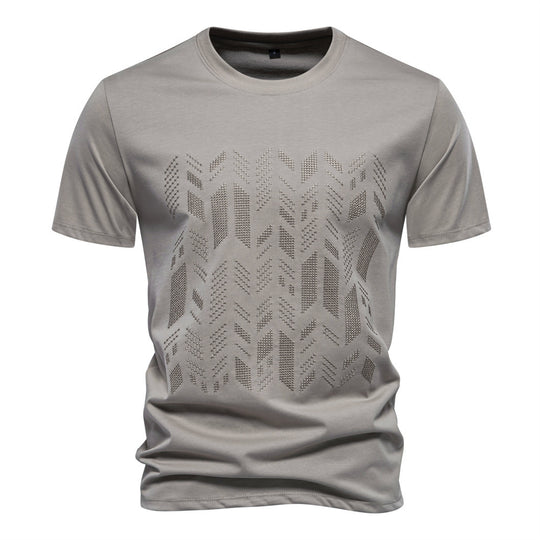 Herren nan Rundhalsshirt aus Baumwollmix mit geometrischer Laserperforation und geradem Schnitt R&B