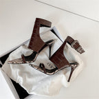 Damen Slingback High Heel Sandalen mit Schlangeleder-Akzent R&B