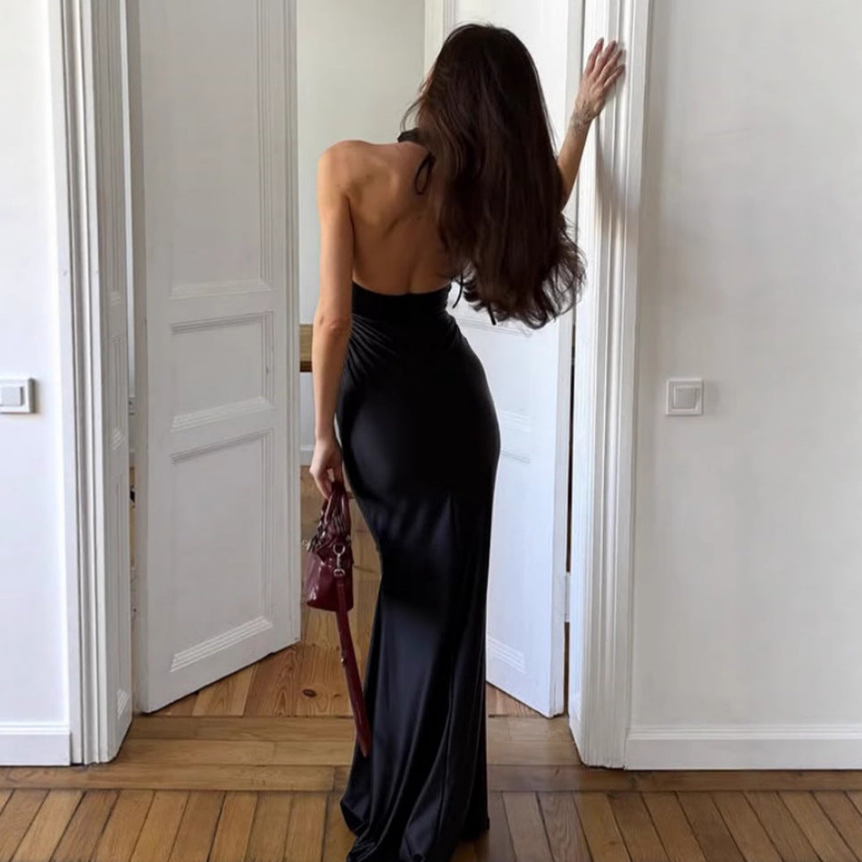 Damen Elegantes Figurbetontes Abendkleid mit Hochgeschlossenem Design R&B
