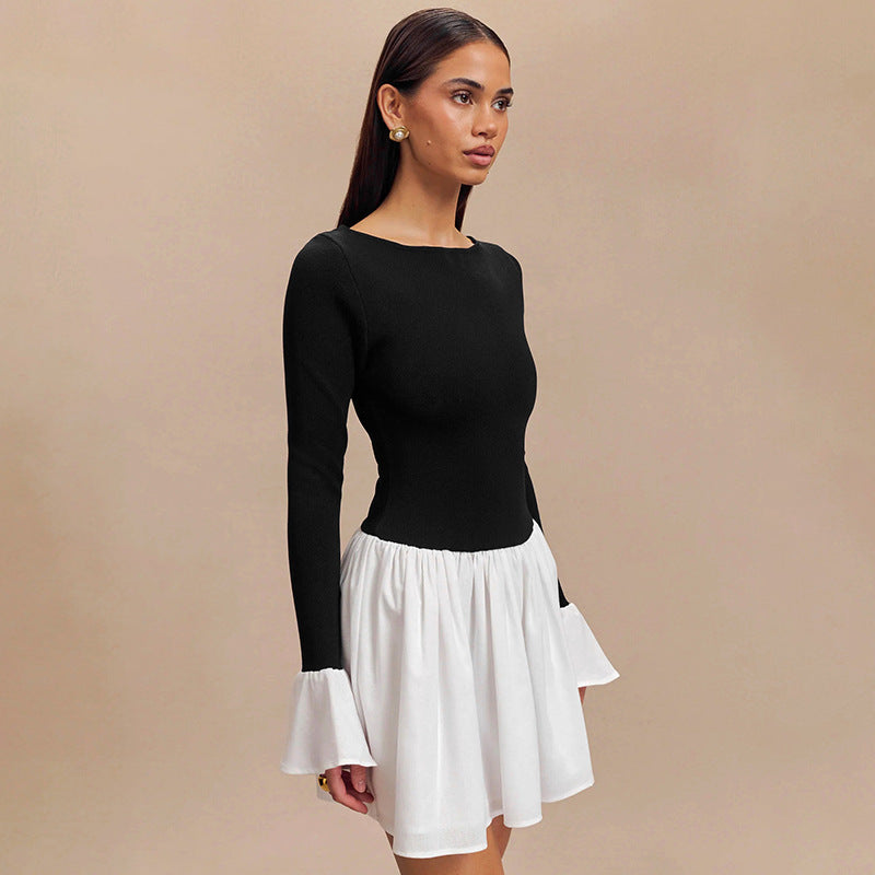 Damen Modisches Kleid mit kontrastierendem Rock R&B