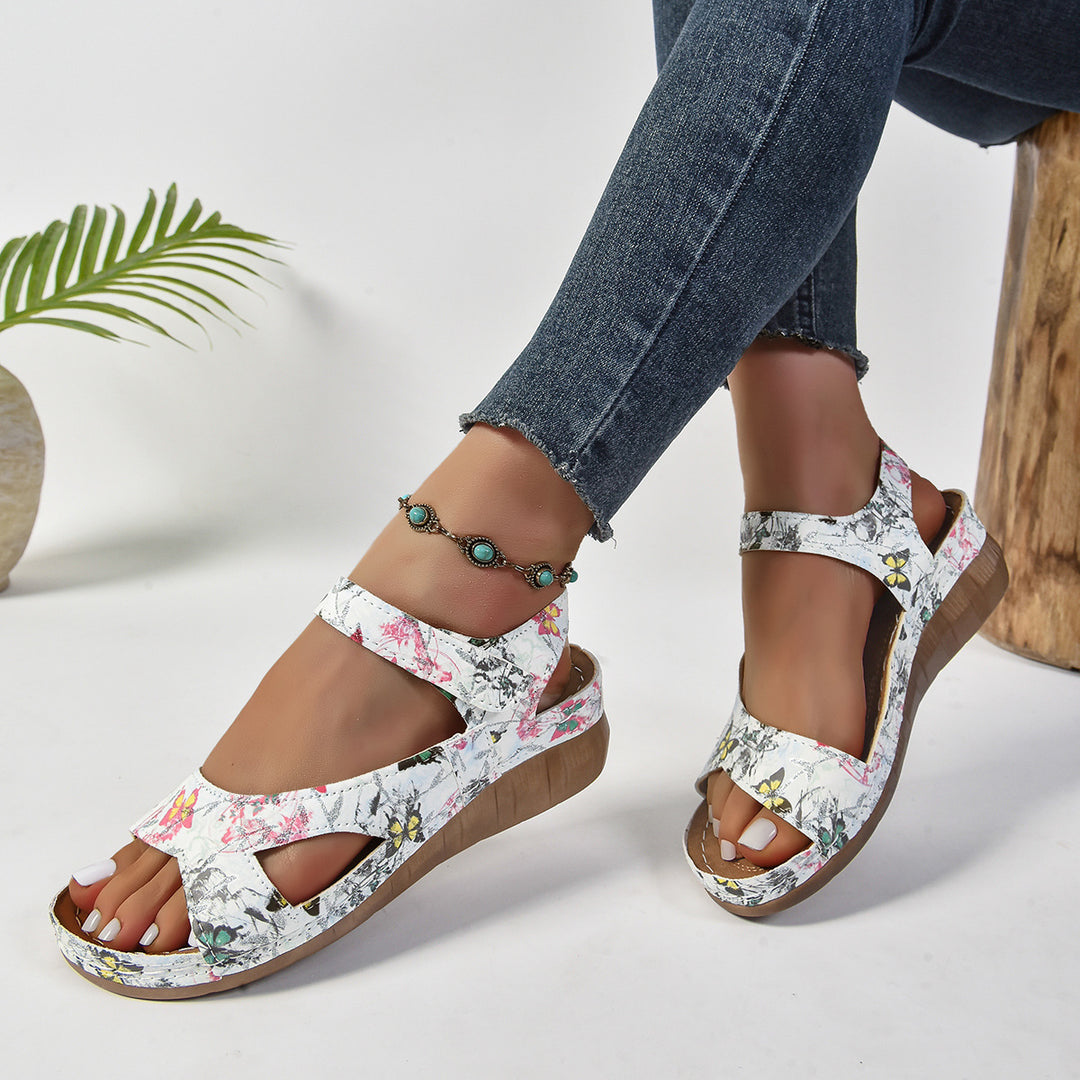 Damen bequeme Wedge-Sandalen mit verstellbaren Riemen und anatomischem Fußbett R&B