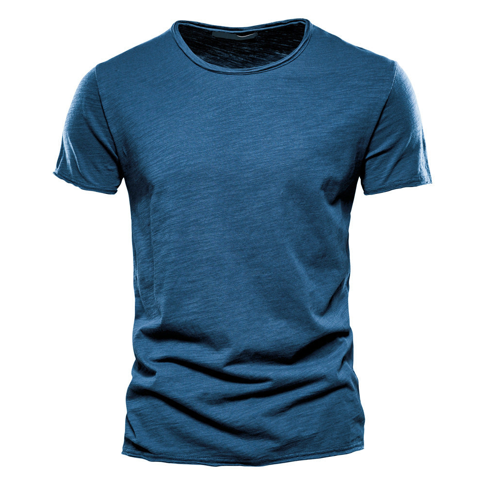 Herren nan leichtes Baumwolljersey Kurzarmshirt mit V-Ausschnitt und schmaler Passform R&B