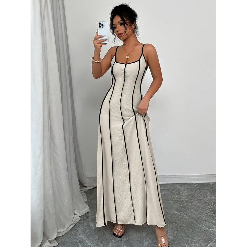 Damen Maxikleid mit einzigartigem Rückenausschnitt und nahtloser Struktur R&B