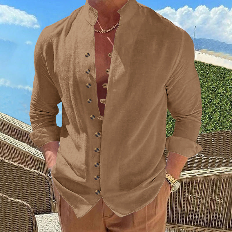 Herren lässiges Hemd mit Knopfleiste R&B