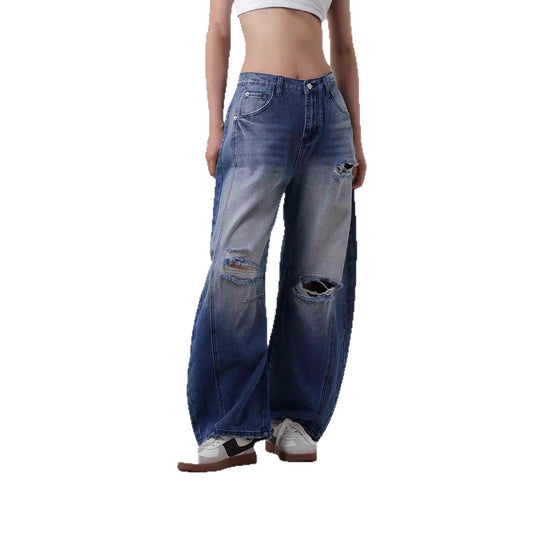 Damen weit geschnittene Destroyed Jeans R&B