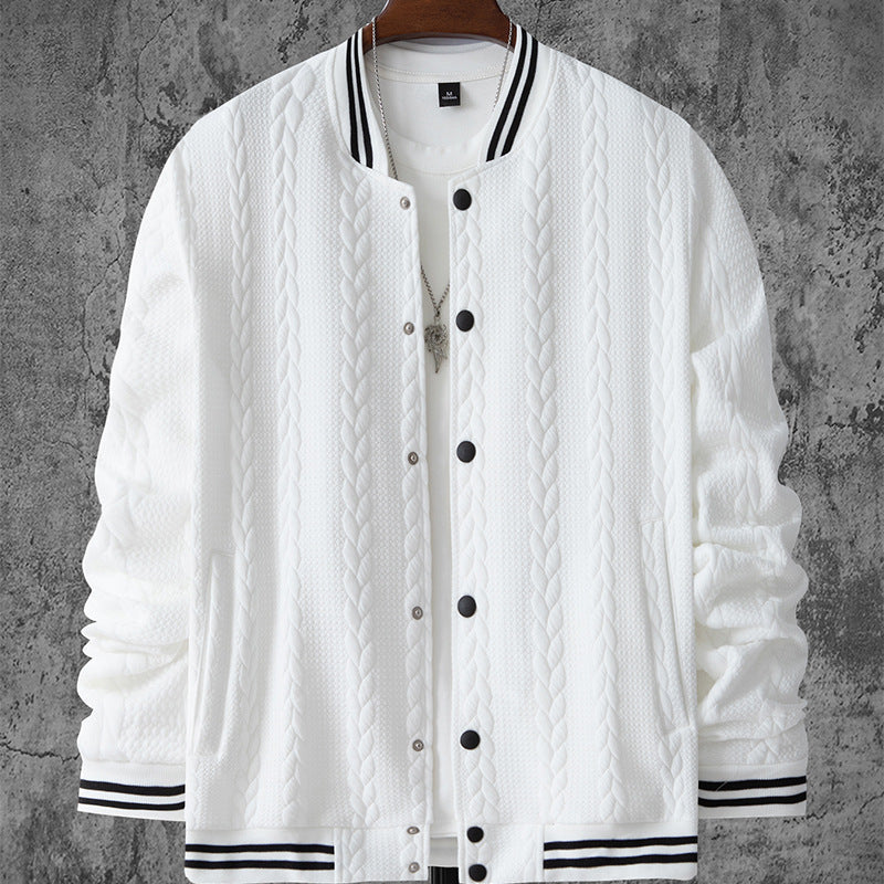 Herren stylische Bomberjacke mit strukturiertem Strickmuster und sportlichen Akzenten R&B