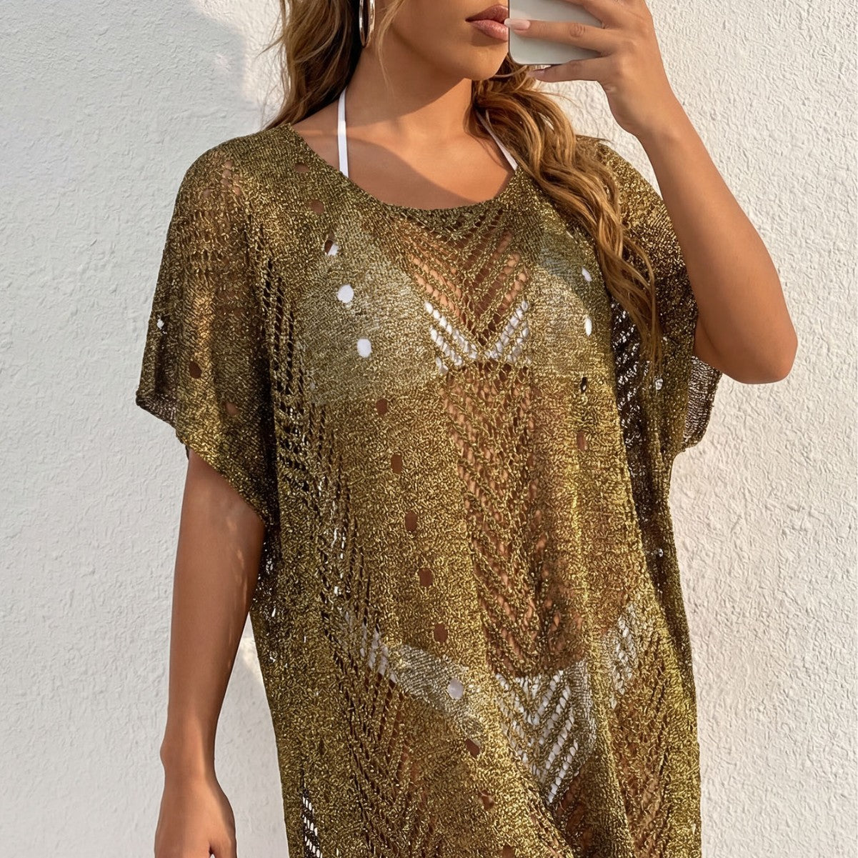 Damen eleganter häkelter Strandüberwurf R&B
